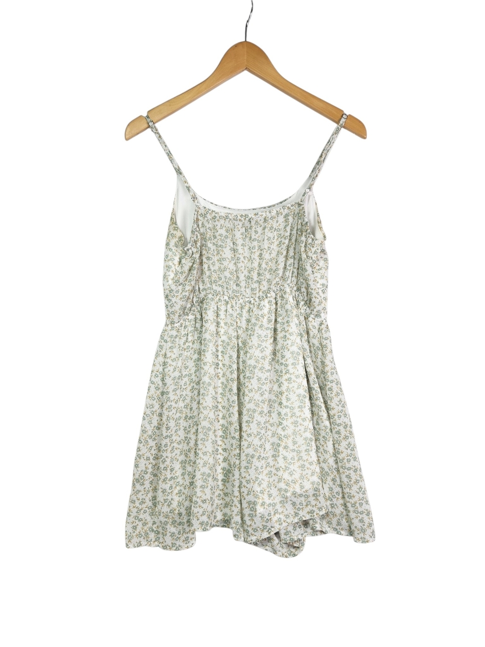 Papaya Floral Romper Dress Med Cottagecore Boho Sundress Sage Green Mini Flowy - Picture 5 of 13